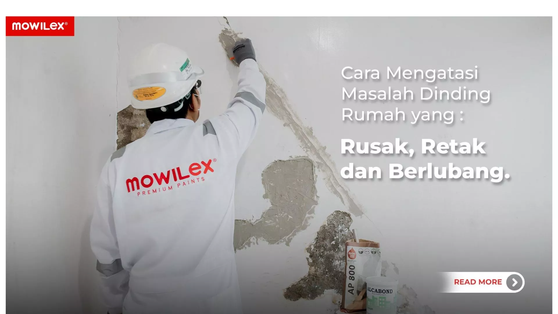 Memperbaiki dinding retak menggunakan Mowilex