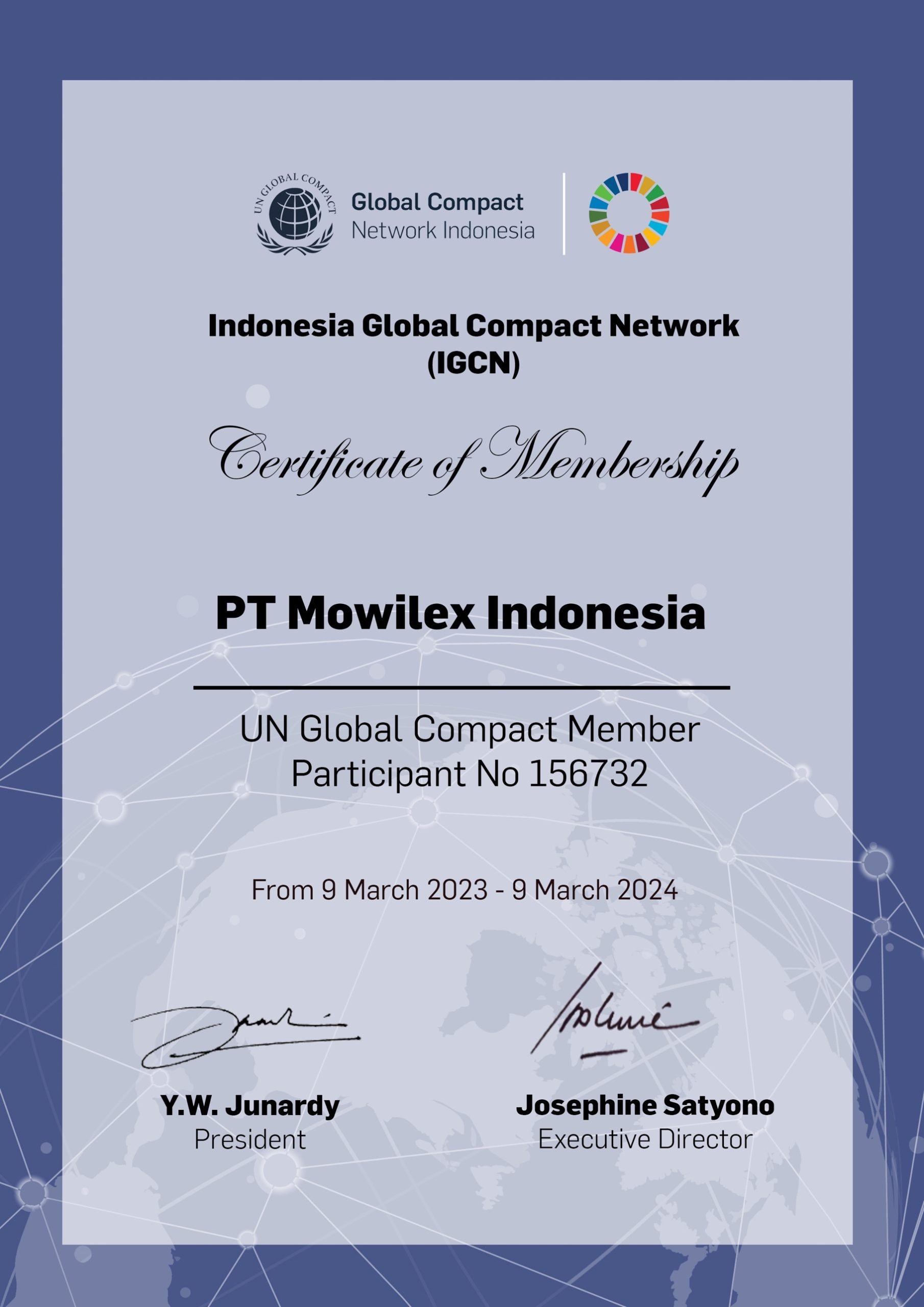 Mowilex bergabung sebagai anggota United Nations Global Compact (UNGC)