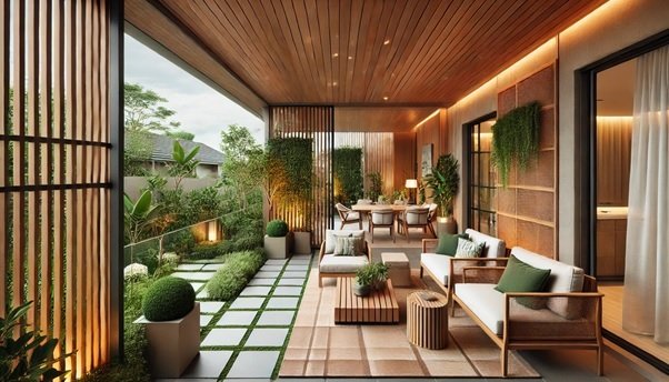 Ruang Tamu di Teras dengan Konsep Semi-Outdoor