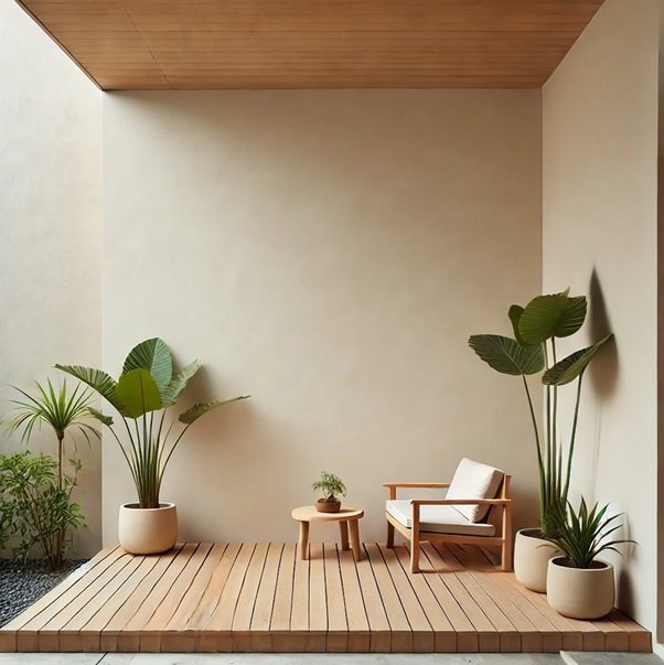 4. Teras Minimalis dengan Material Kayu