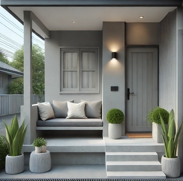 4. Teras dengan Tempat Duduk Dak Cor