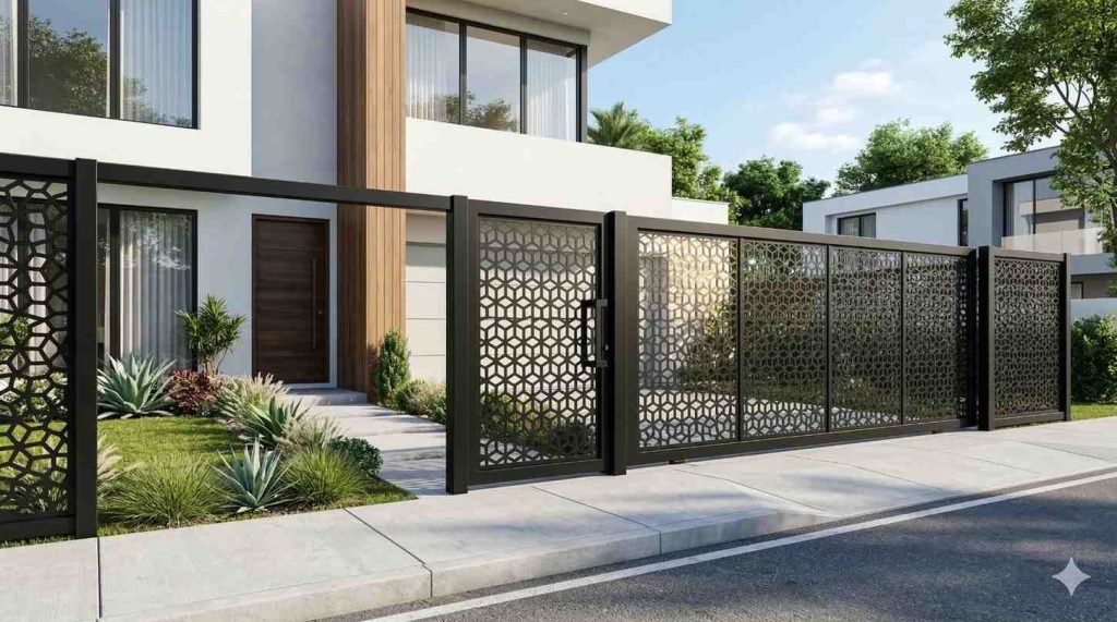 model pagar besi motif geometris