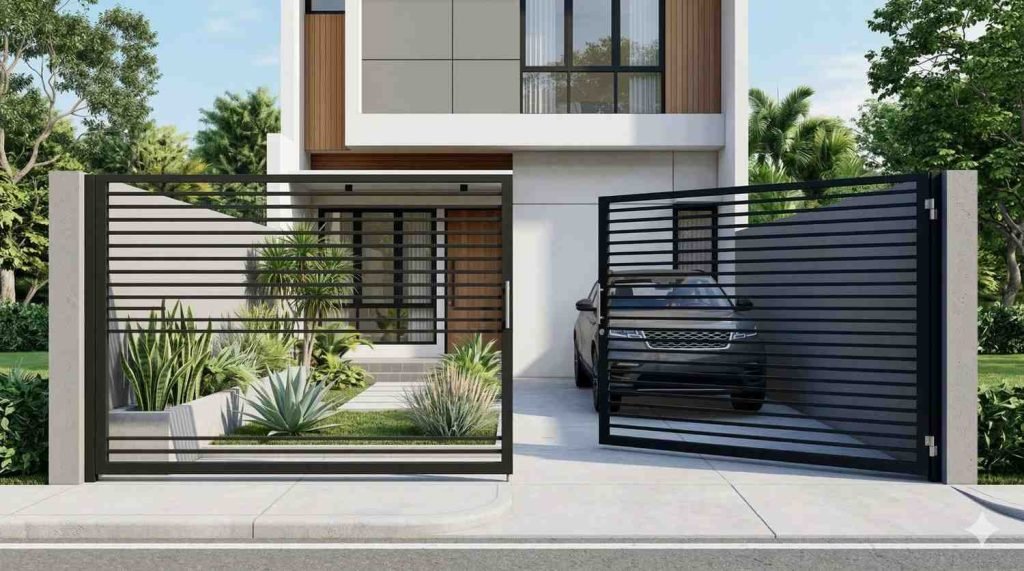 model pagar besi minimalis mewah 2 daun