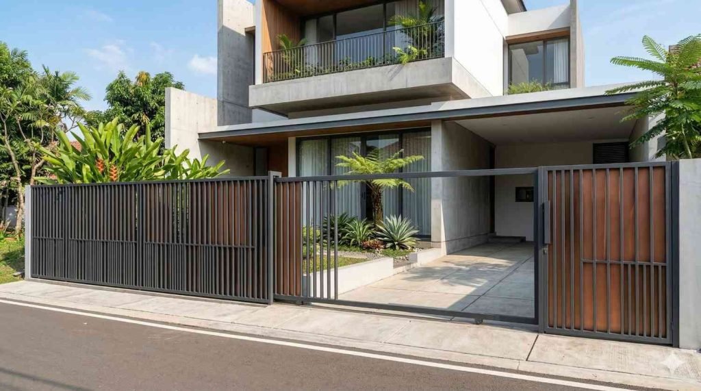 model pagar besi minimalis mewah bertingkat