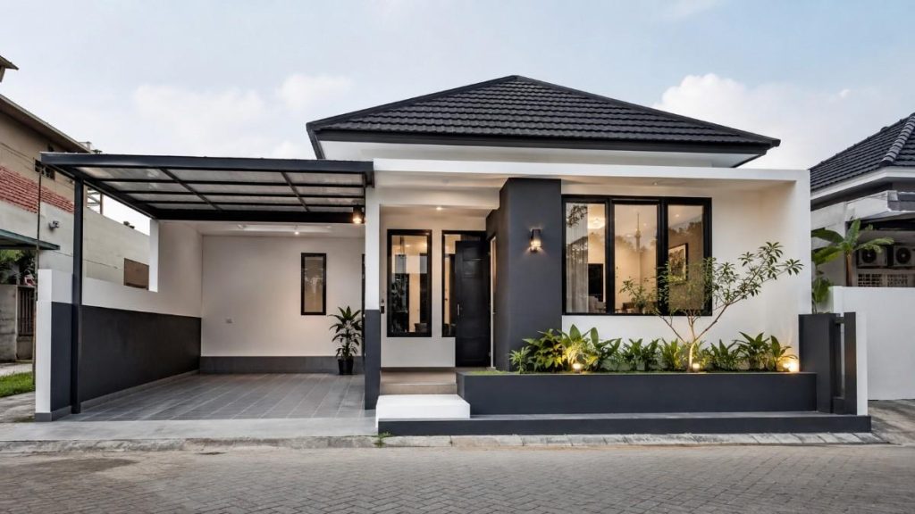 fasad rumah warna hitam