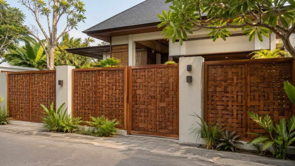pagar kayu motif anyaman