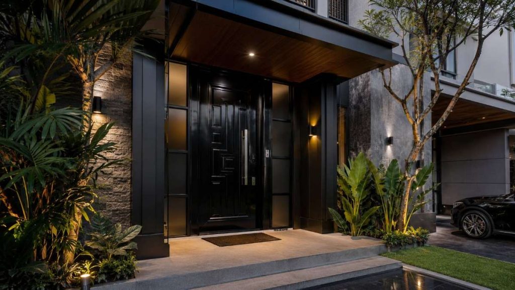 pintu kayu warna hitam