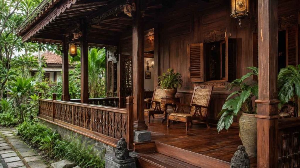 model teras kayu klasik