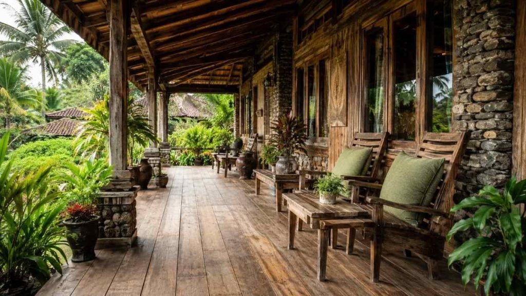 teras gaya rustic