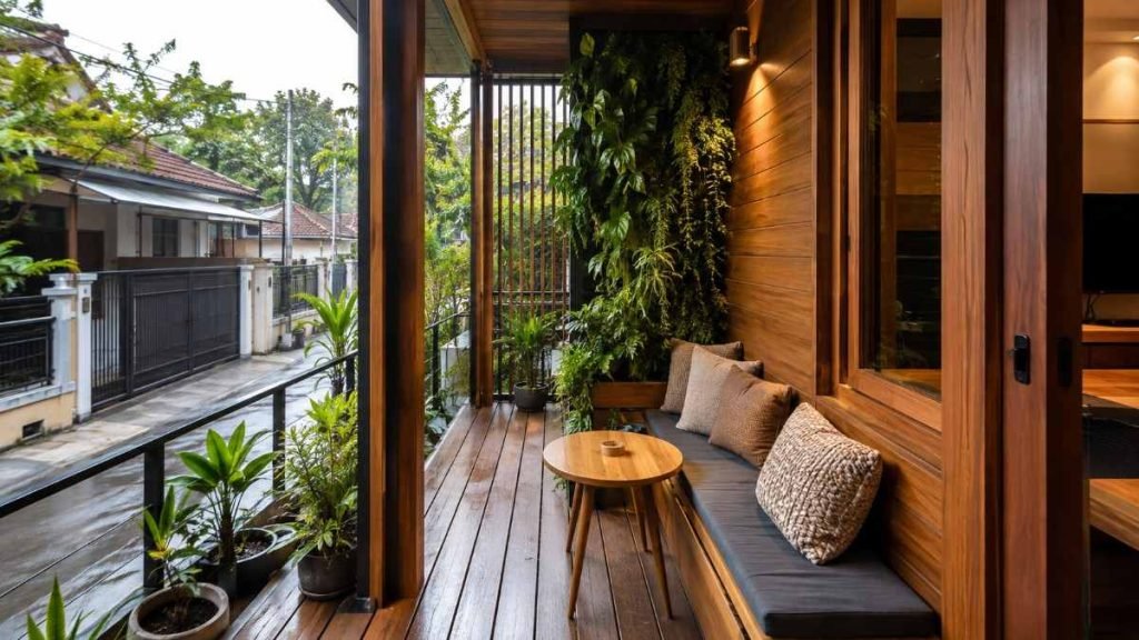 teras rumah lahan sempit