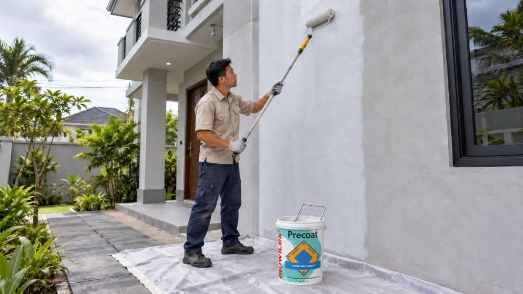 aplikasikan cat tembok satu lapis 