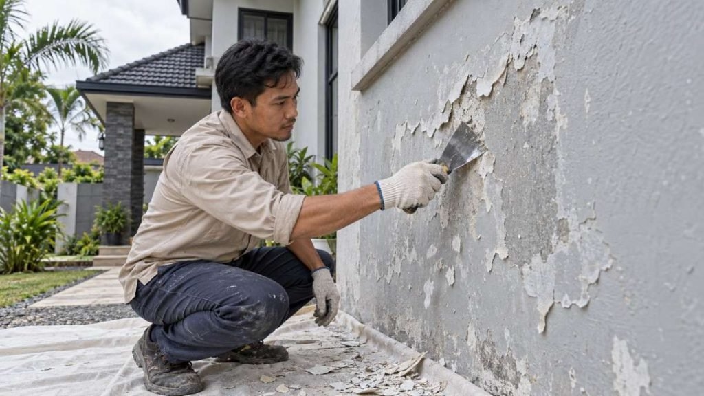 kerok permukaan cat yang terkelupas