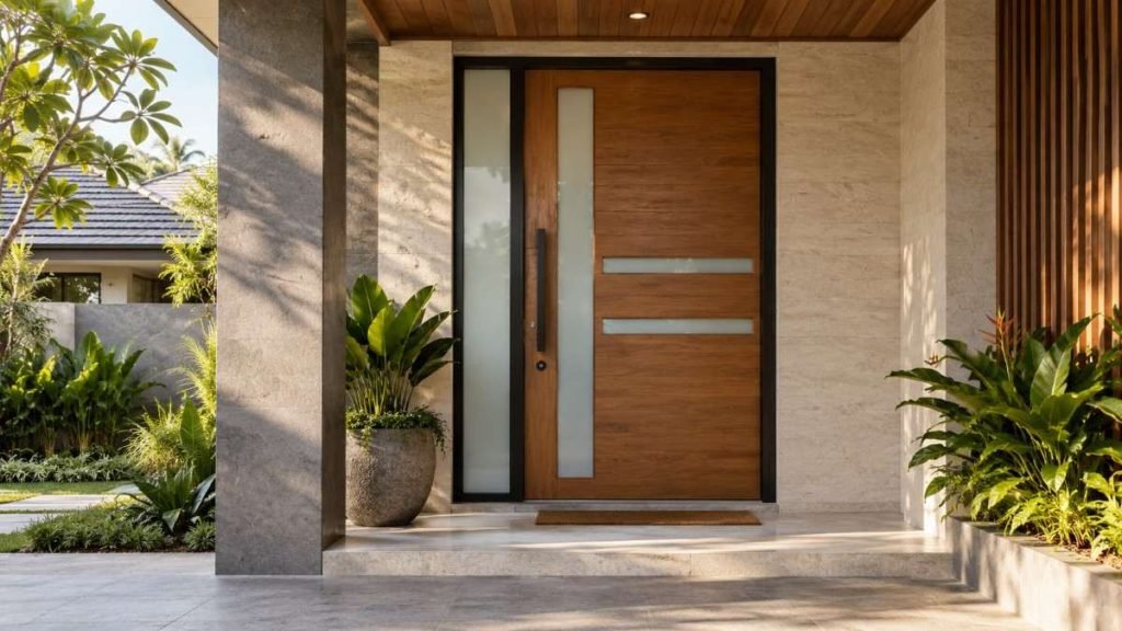 pintu kayu dengan kaca